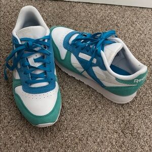 Reebok Classic White and Blue Sneakers